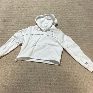 White champion cropped hoodie